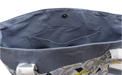 Sac bicolore pression aimantée "Lignes et triangles"