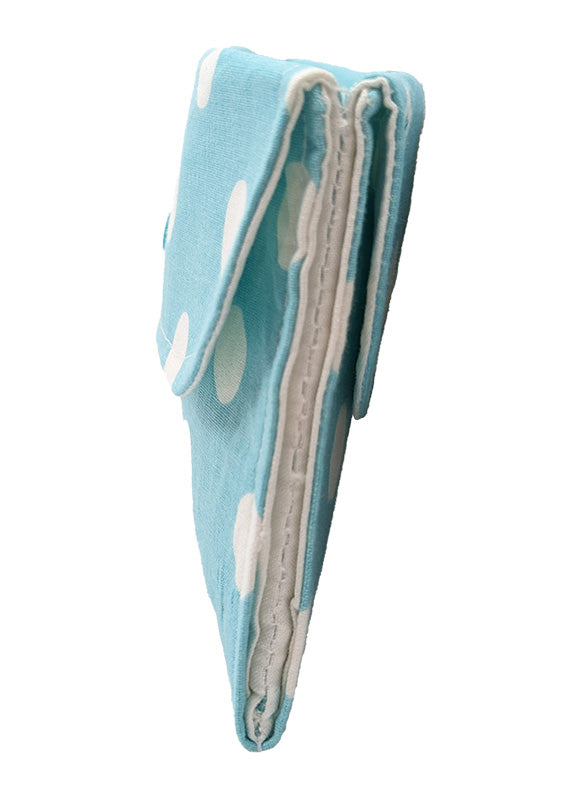 Pochette double bleue à pois blancs