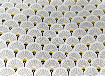 Trousse avec poche extérieure éventails gris