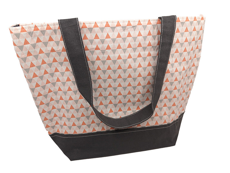 Sac bicolore zippé "Triangles" gris
