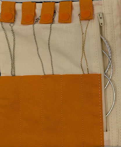 Pochette à bijoux de voyage bleue marine et orange