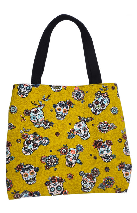 Sac à pressions "Tête de mort" jaune