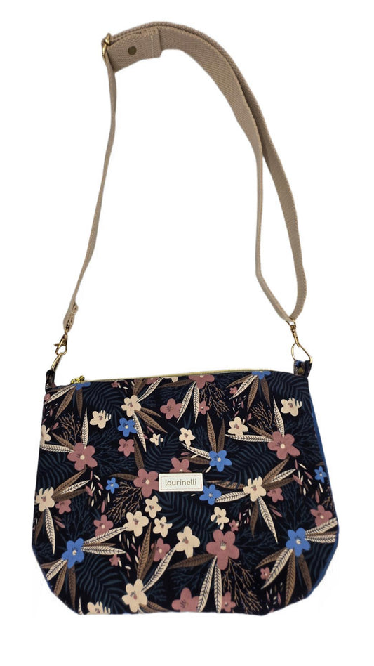 Sac à main artisanal en jeans "Fleurs Romantiques"