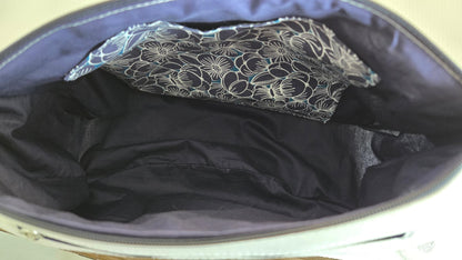 Sac à main artisanal en denim blanc "Fleurs marines"