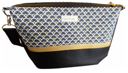 Sac à main artisanal en simili-cuir et coton "Black & Gold"